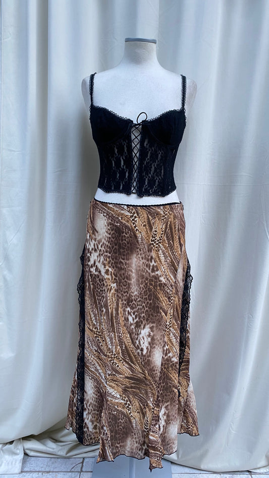 Vintage animal print maxi skirt