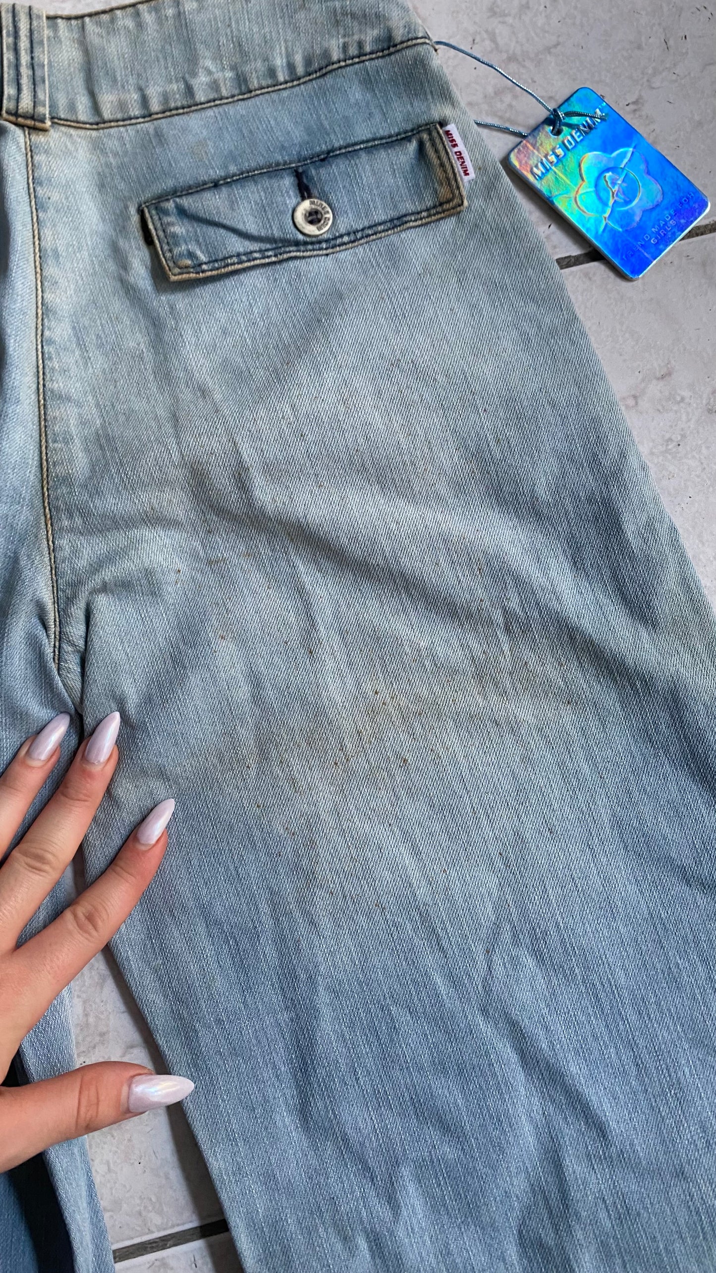 Miss denim low rise wide leg pants