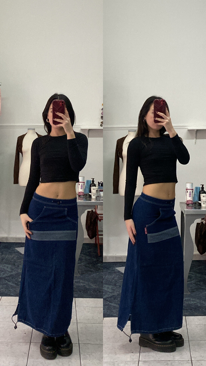 Vintage Denim Maxi Skirt
