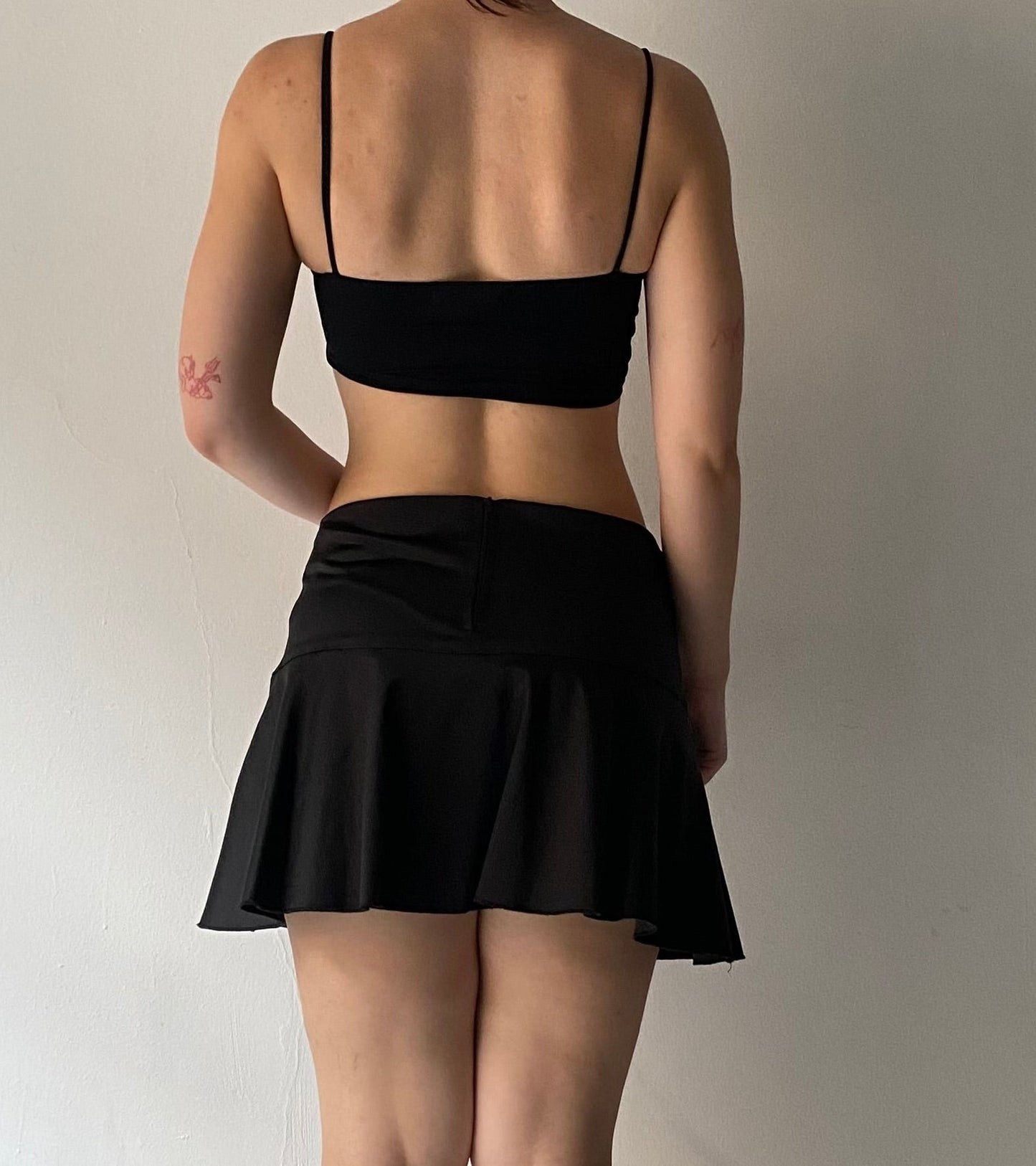 Deadstock black mini skirt with rhinestones