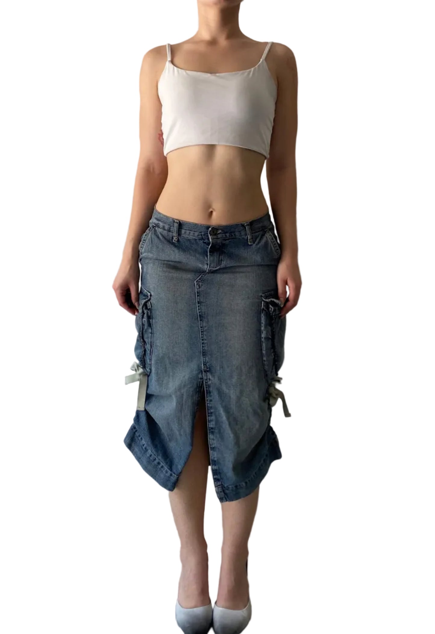 Vintage cargo denim skirt