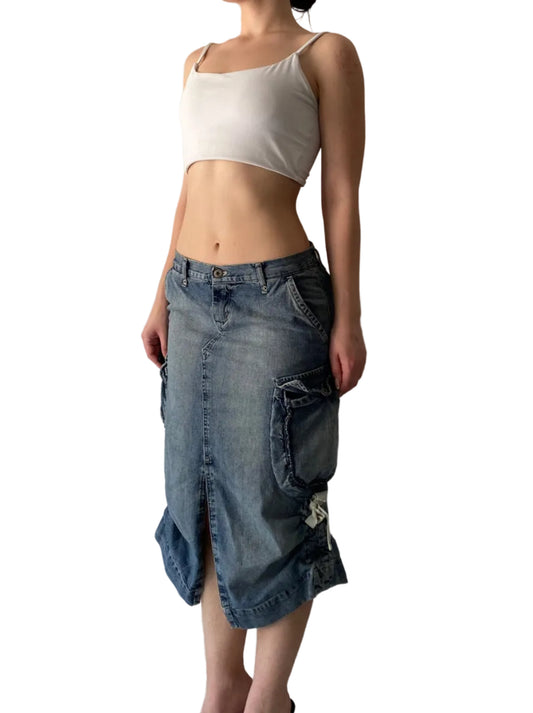 Vintage cargo denim skirt