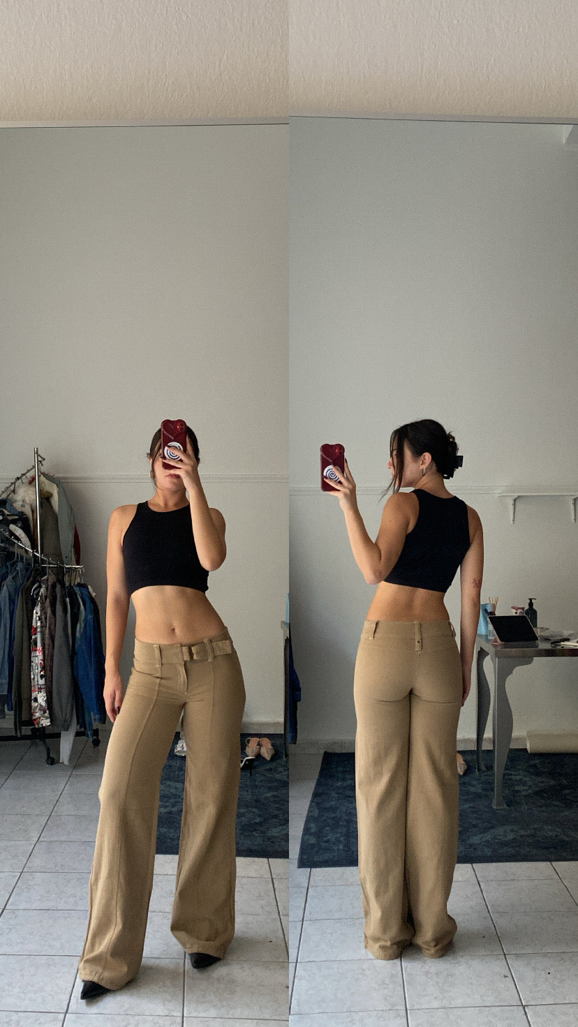 Wide leg beige pants