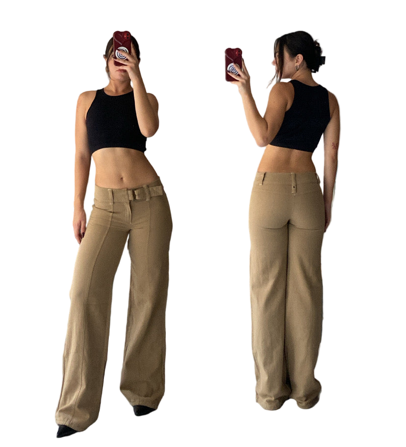 Wide leg beige pants