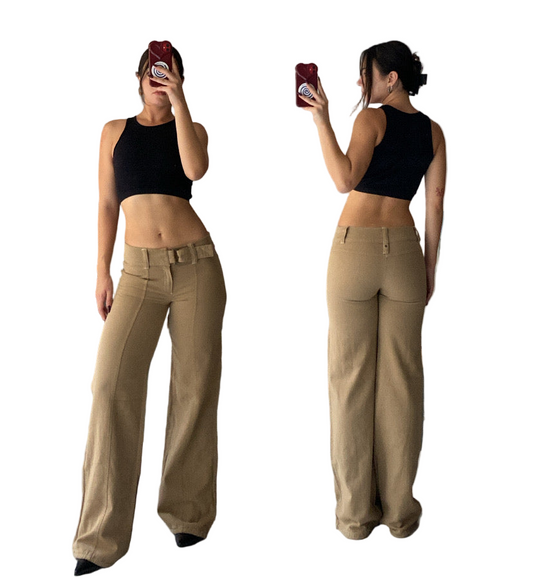 Wide leg beige pants