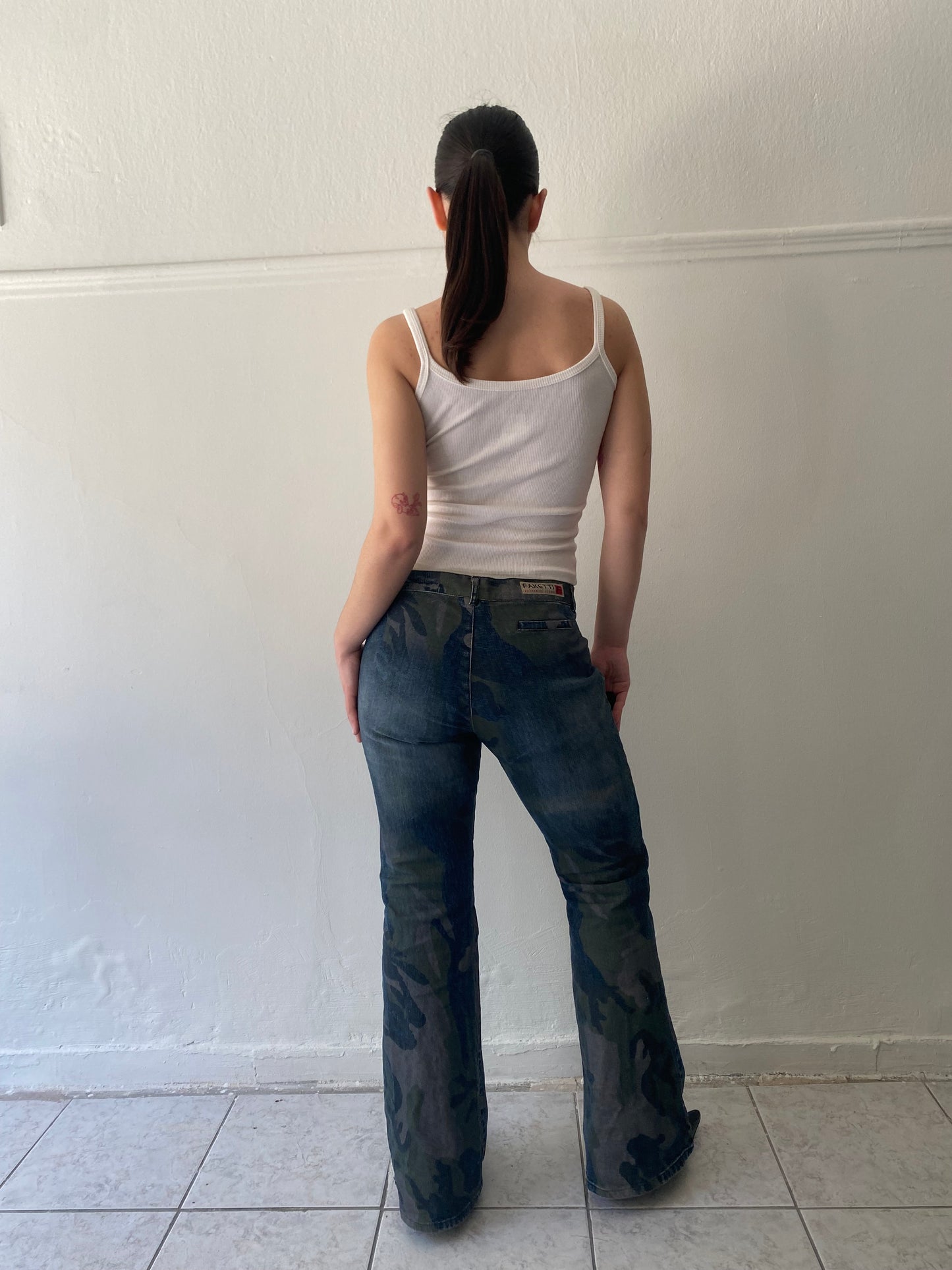 Y2k flare camo pants