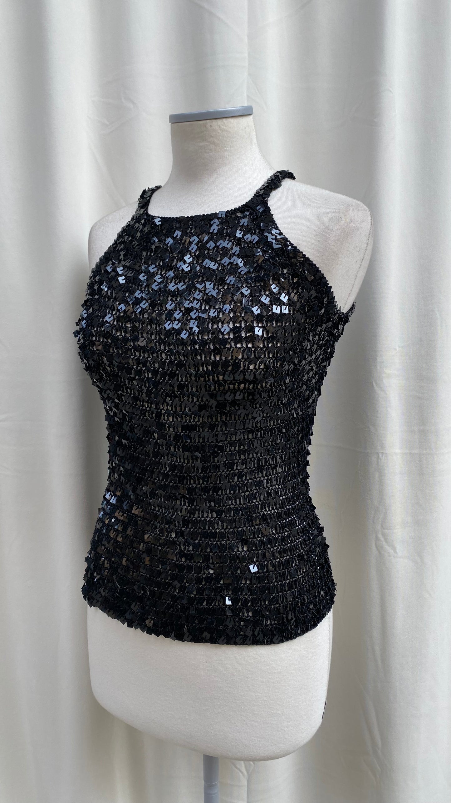 Vintage black sequin top