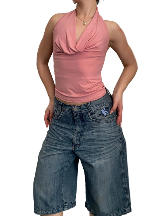 Y2k pink open back top