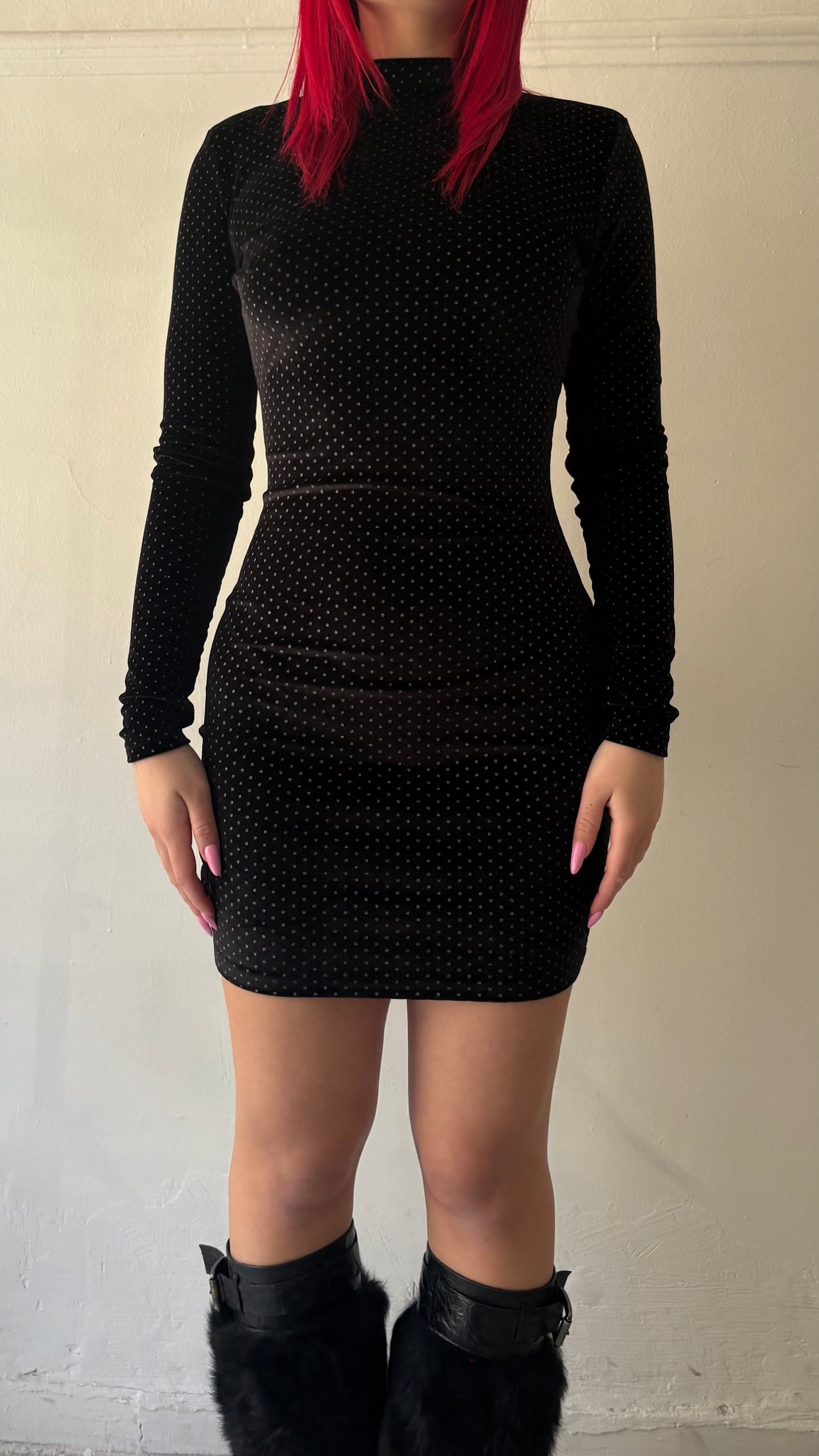 Velvet mini dress with open back