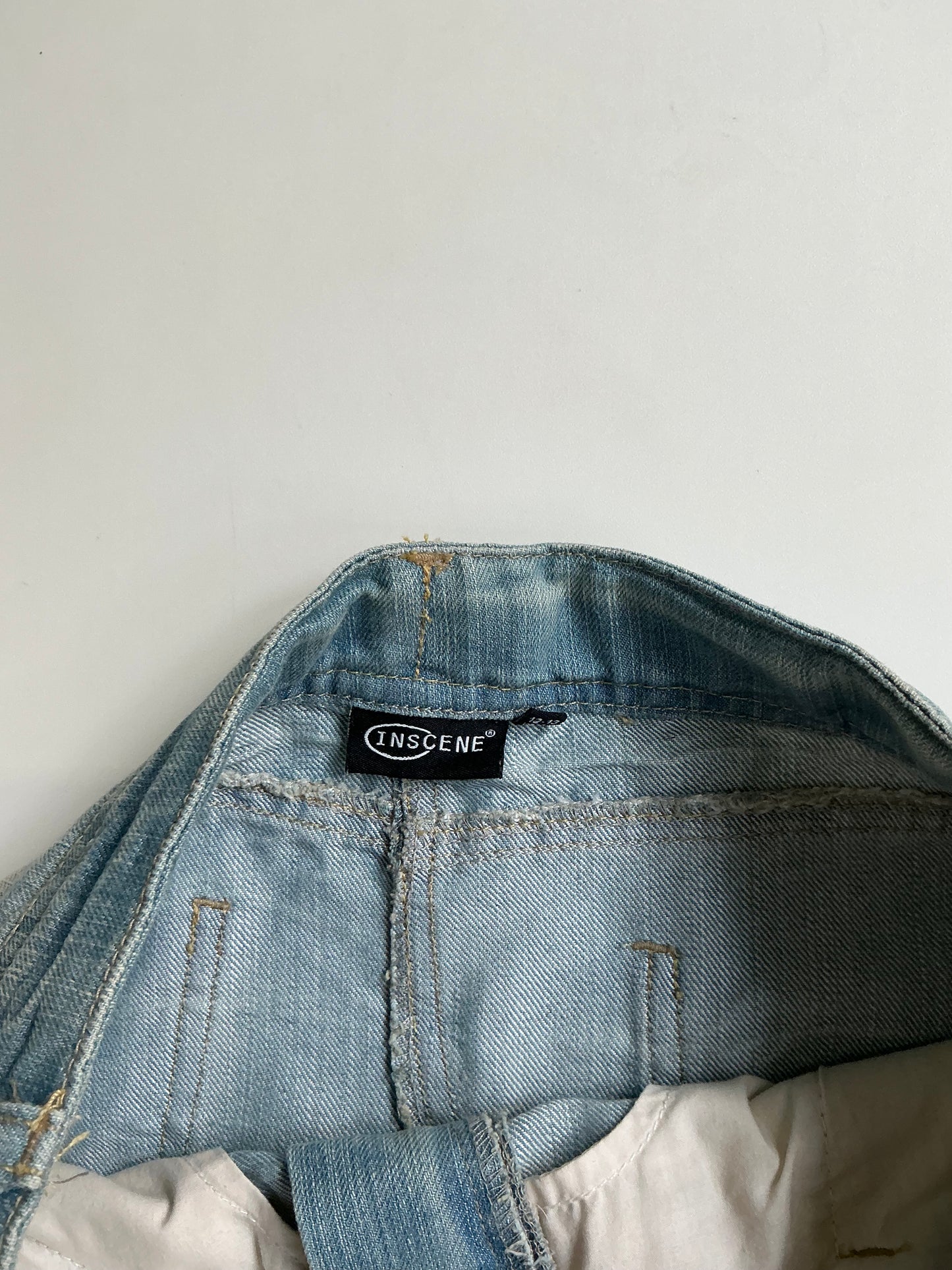 Y2K washed denim skirt