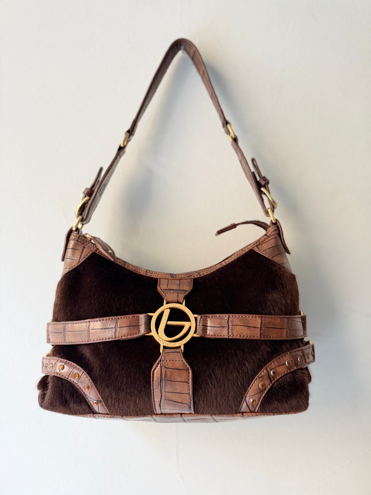 One of a kind Blu Byblos faux fur shoulder bag