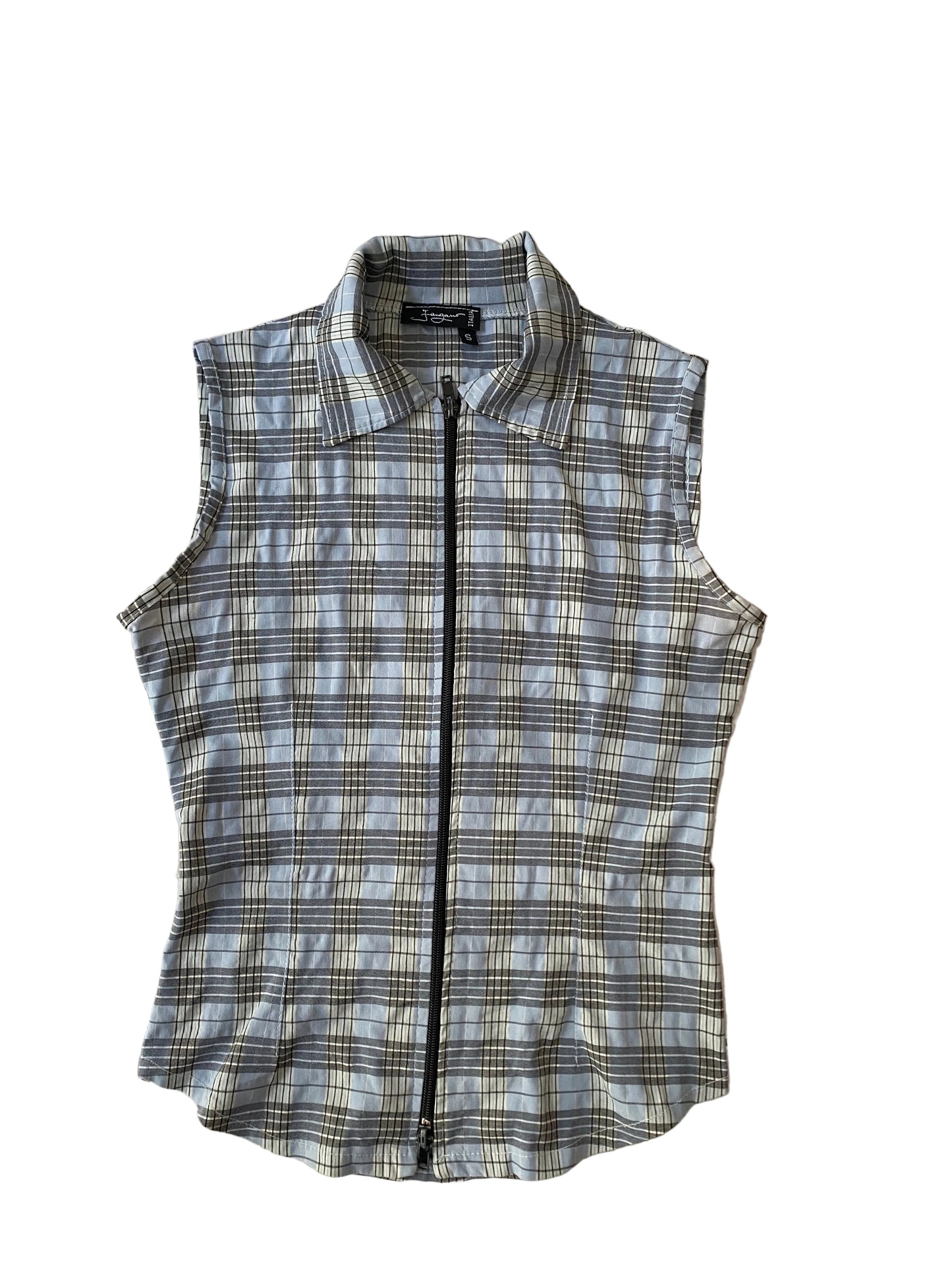 Y2K tight checkered zip up vest
