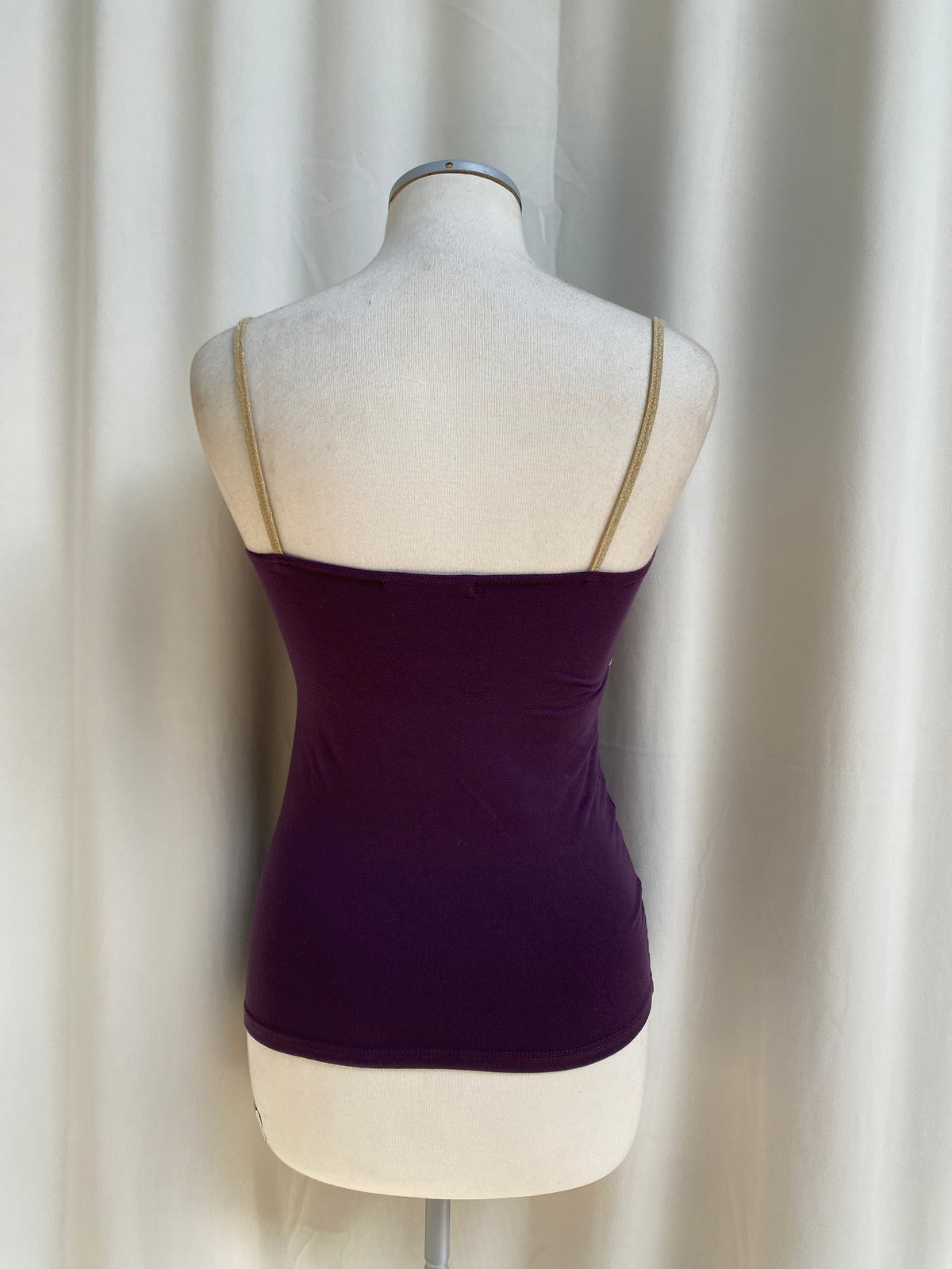 Y2K deep purple cami top with shimmery details