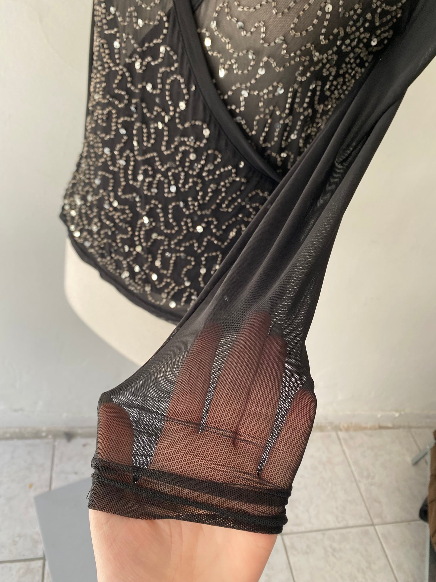 Vintage sequin see through top