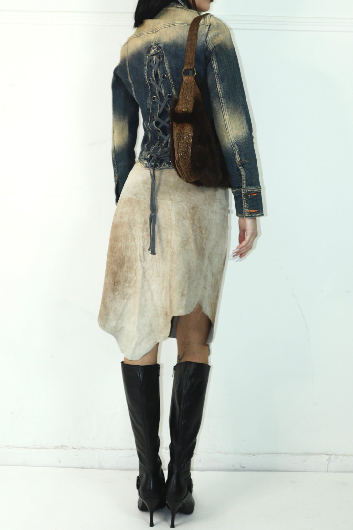 Vintage leather asymmetrical skirt