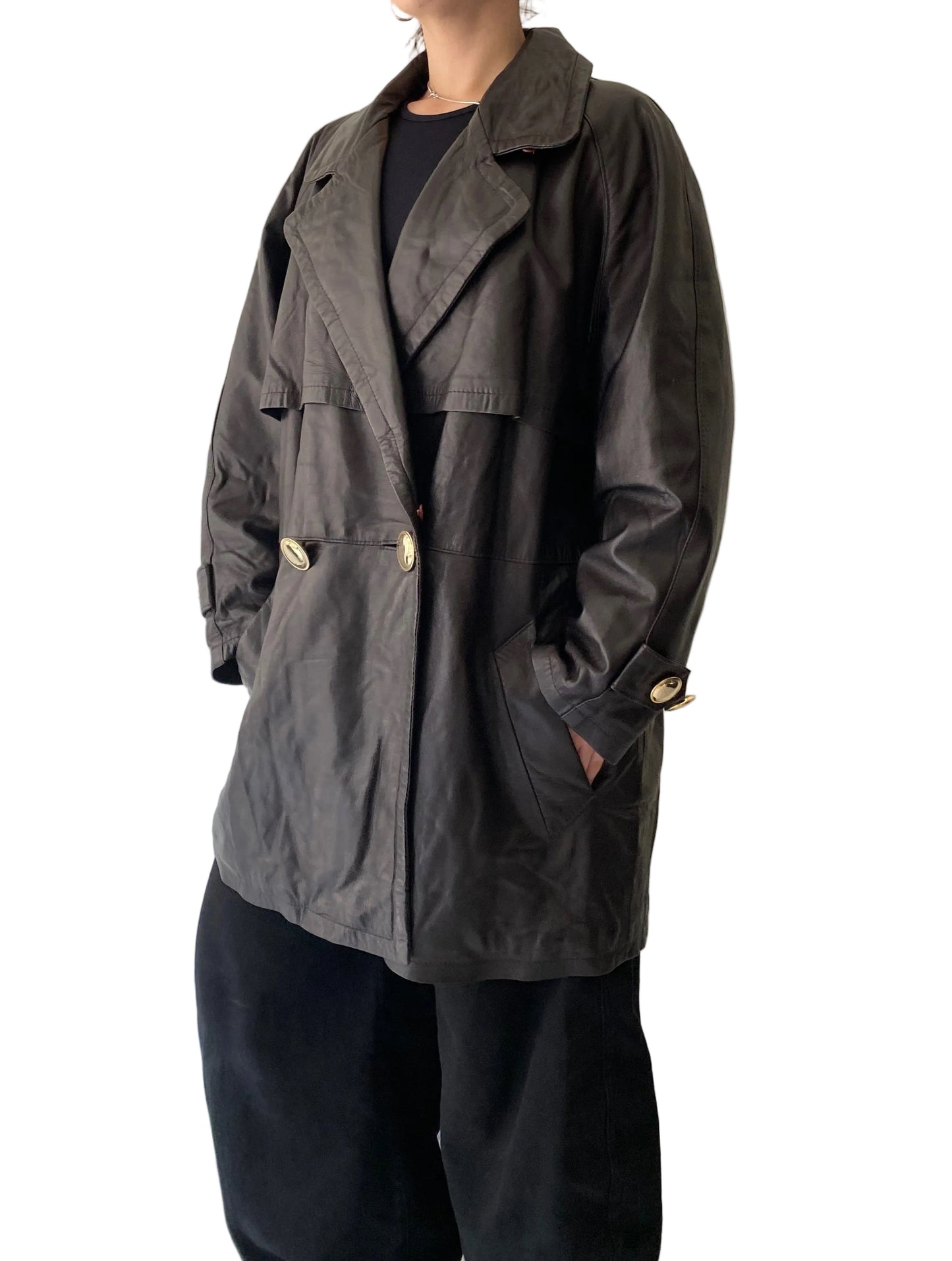Vintage brown leather coat