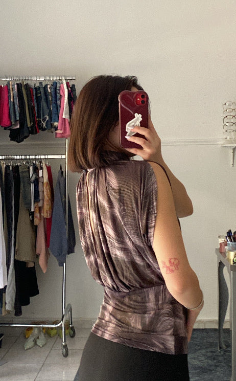 One of a kind abstract high neck top