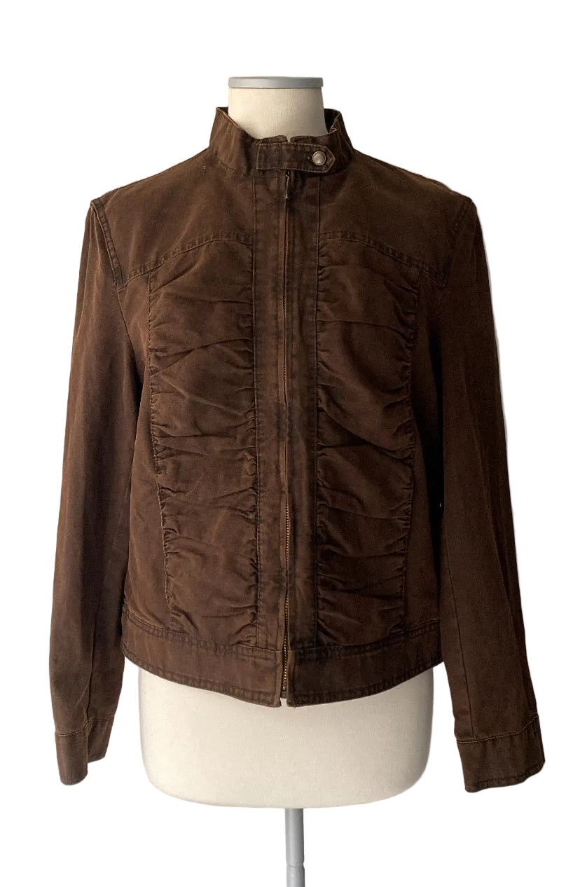 Brown cotton biker jacket