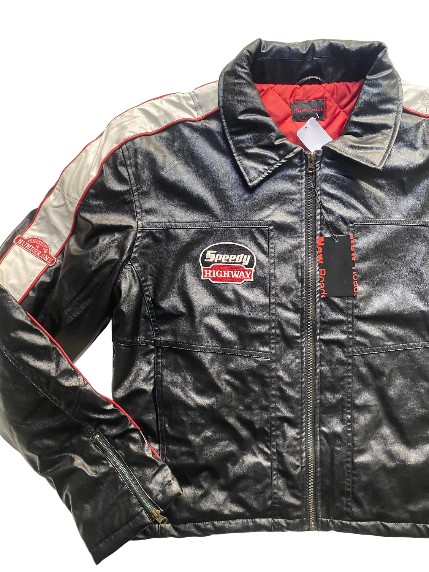 Deadstock faux leather racer jacket