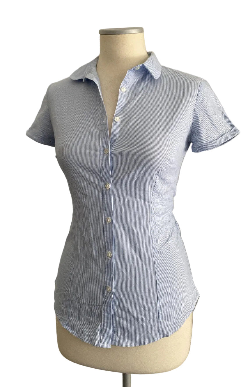 Y2K office siren striped shirt