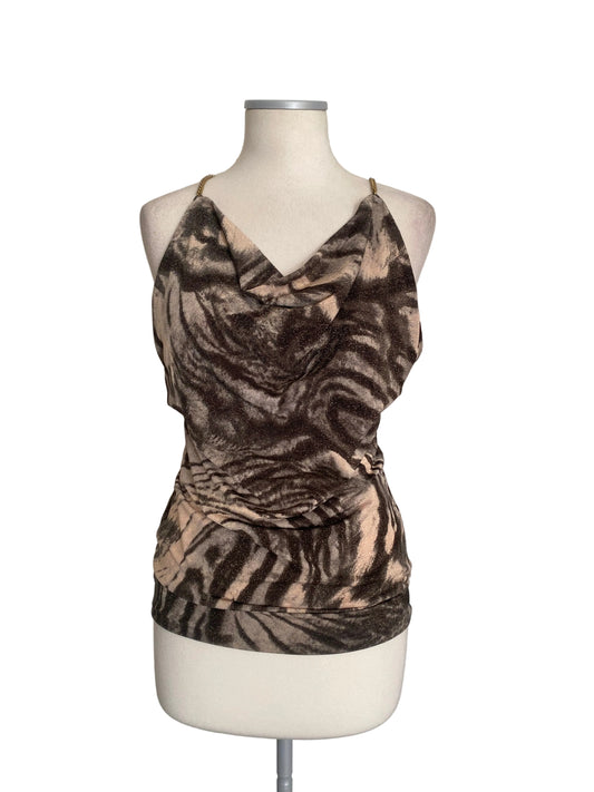 Vintage animal print open back top