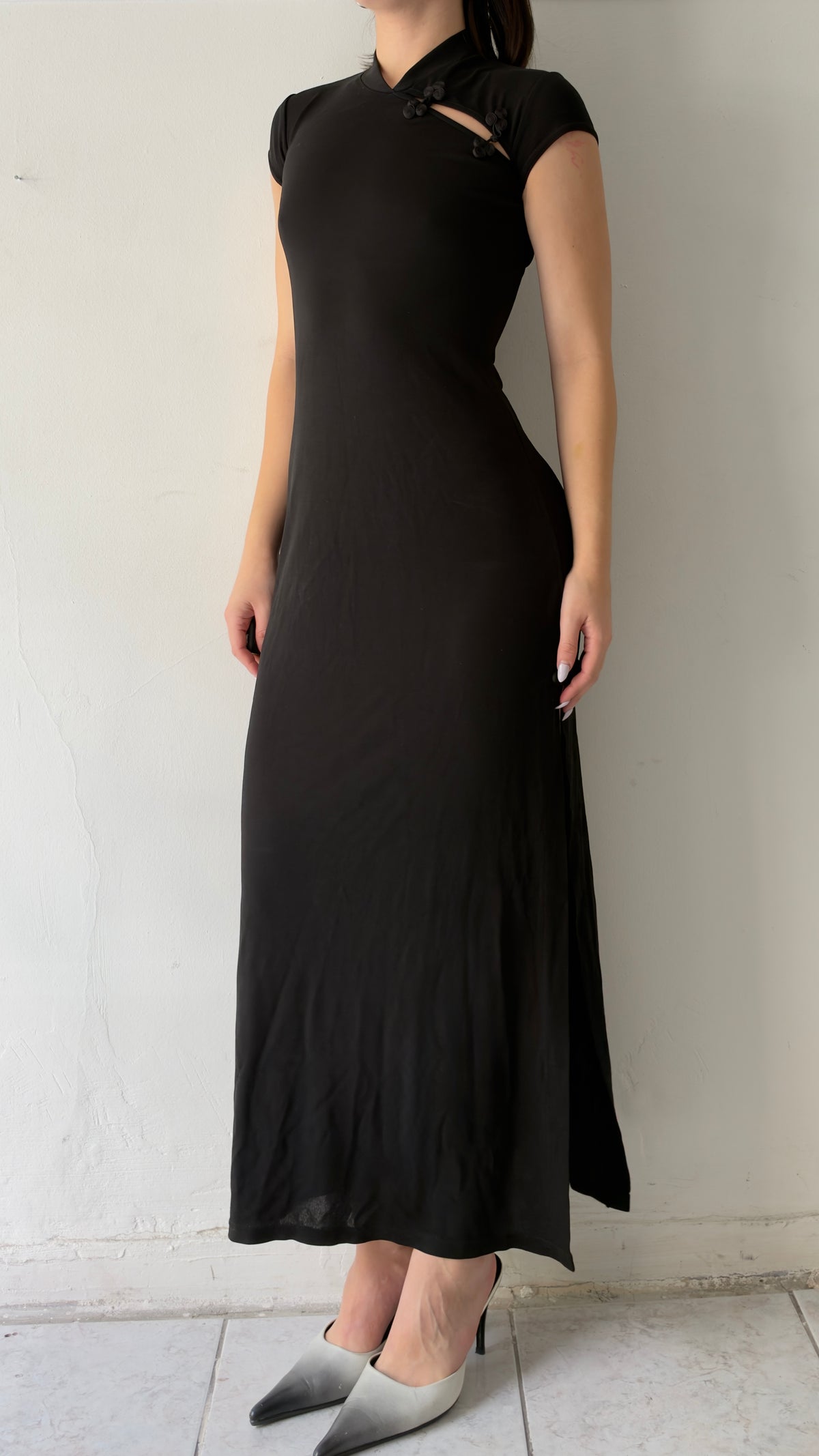 Morgan De Toi black maxi qipao dress