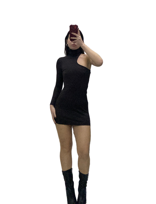 Deadstock brown one shoulder dress