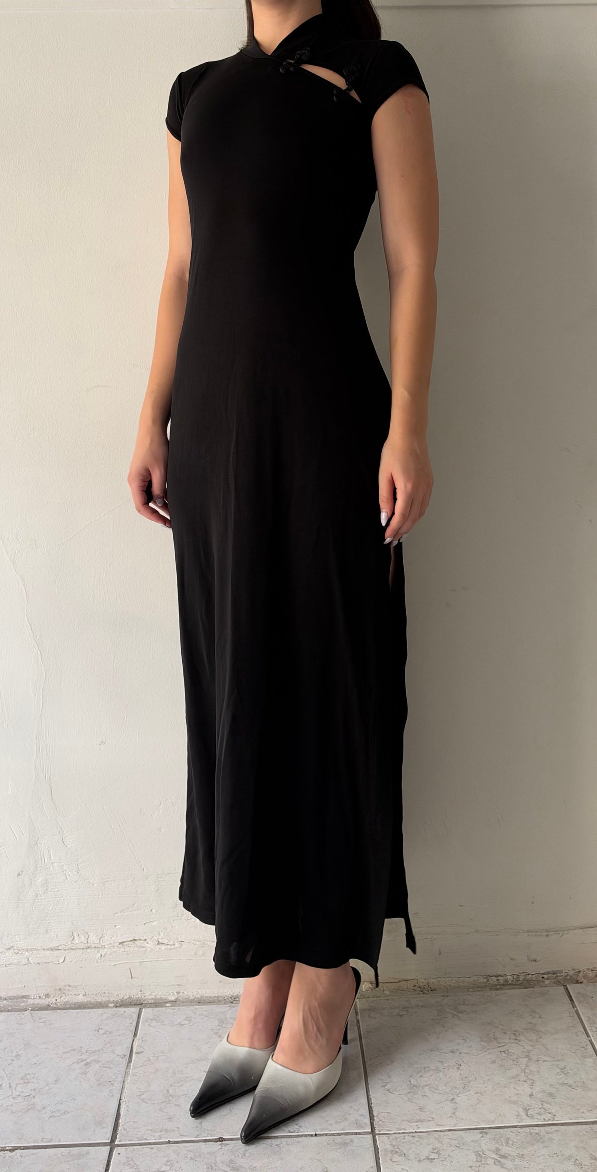Morgan De Toi black maxi qipao dress