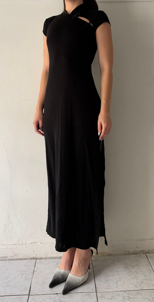 Morgan De Toi black maxi qipao dress