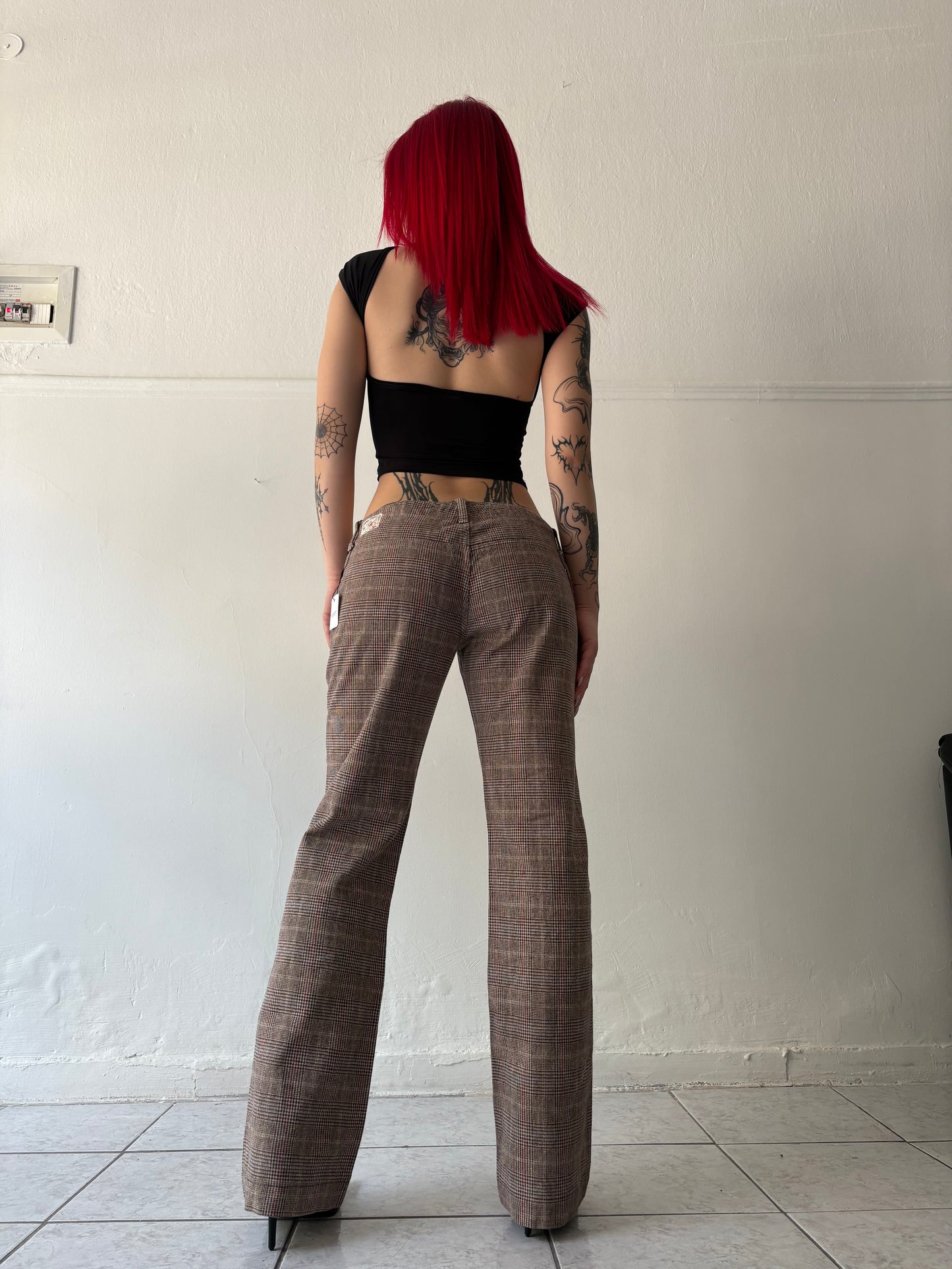Vintage plaid low rise pants