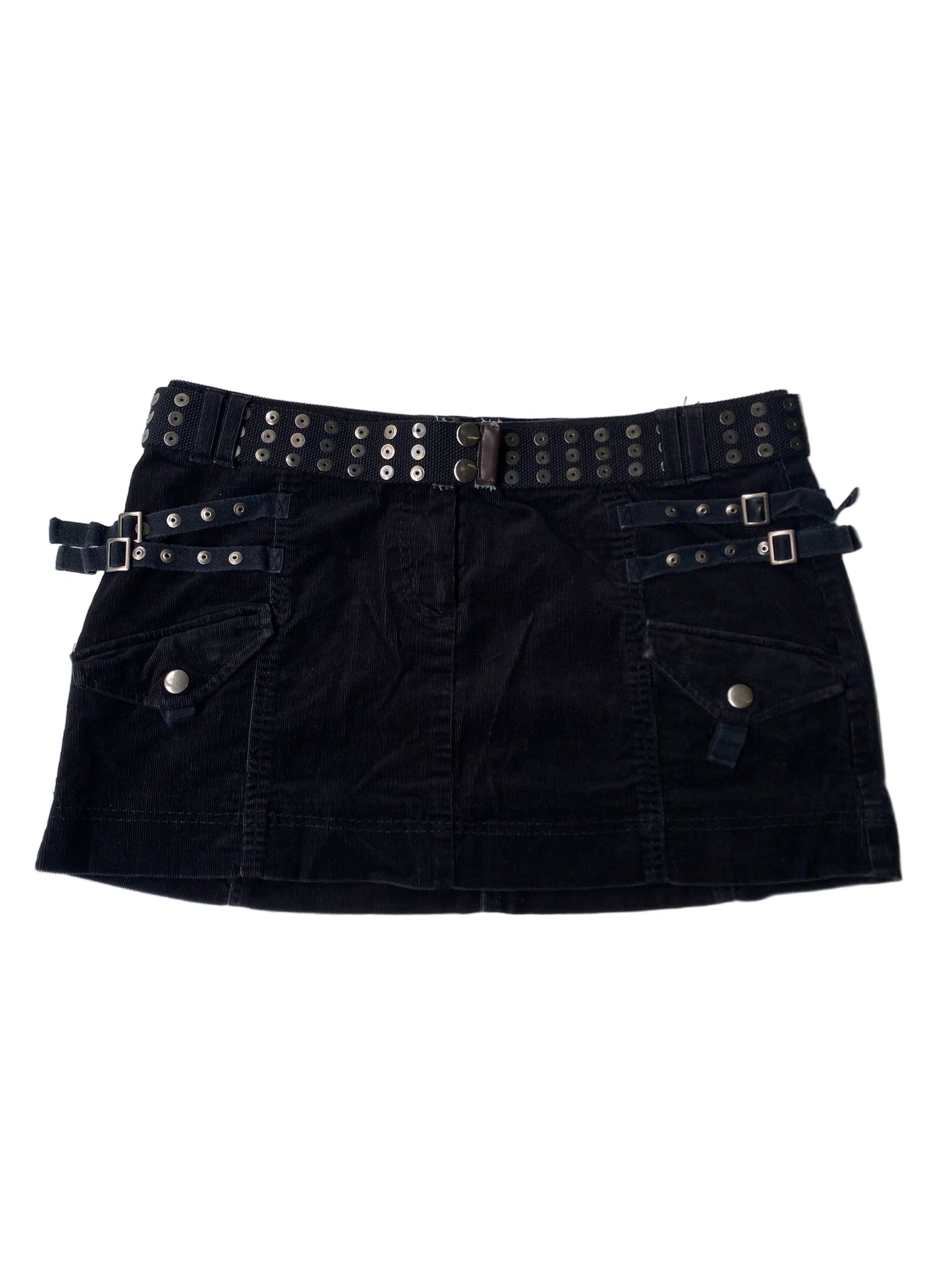 Sisley black corduroy mini skirt