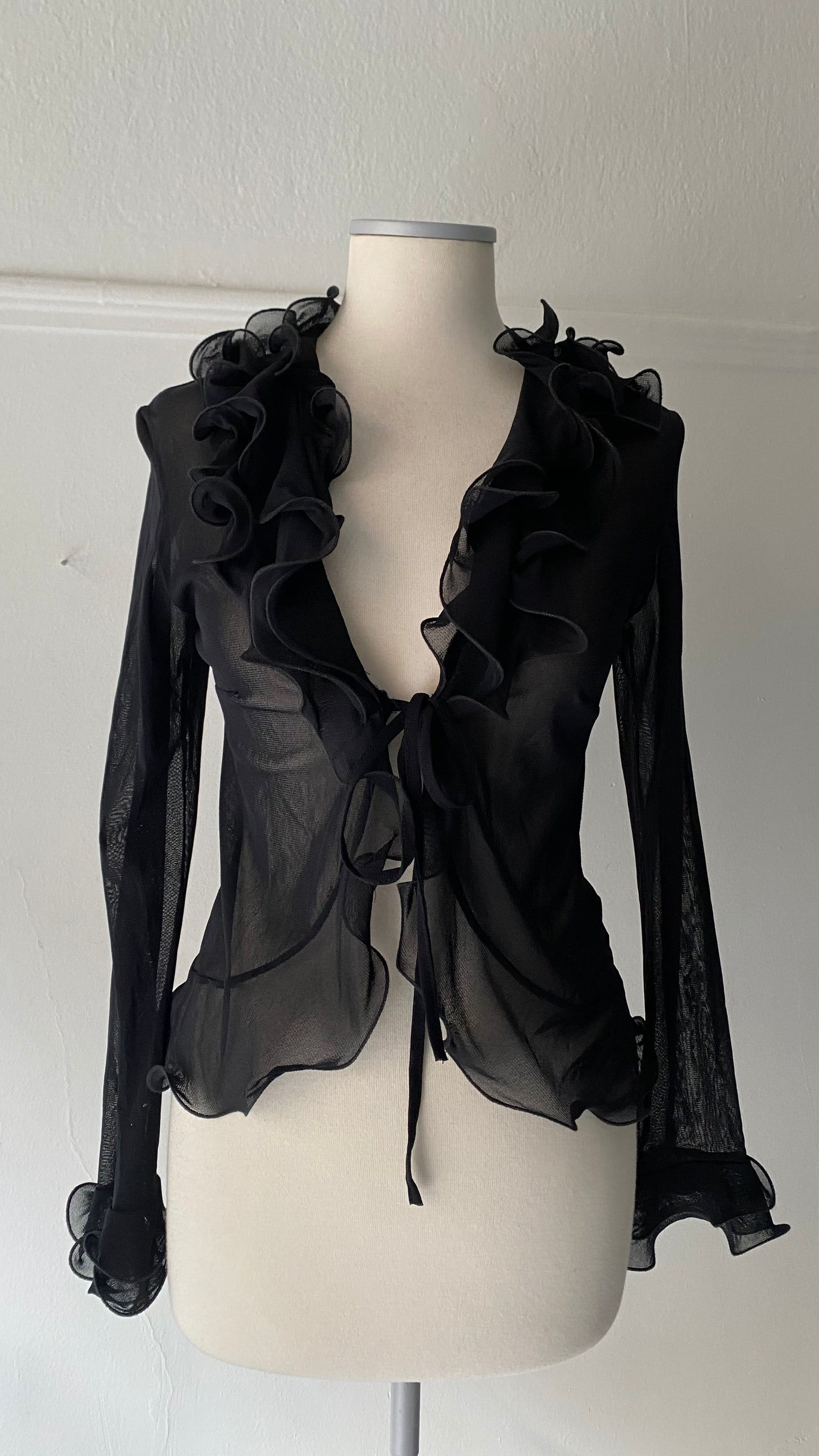 Vintage semi sheer ruffle cardigan
