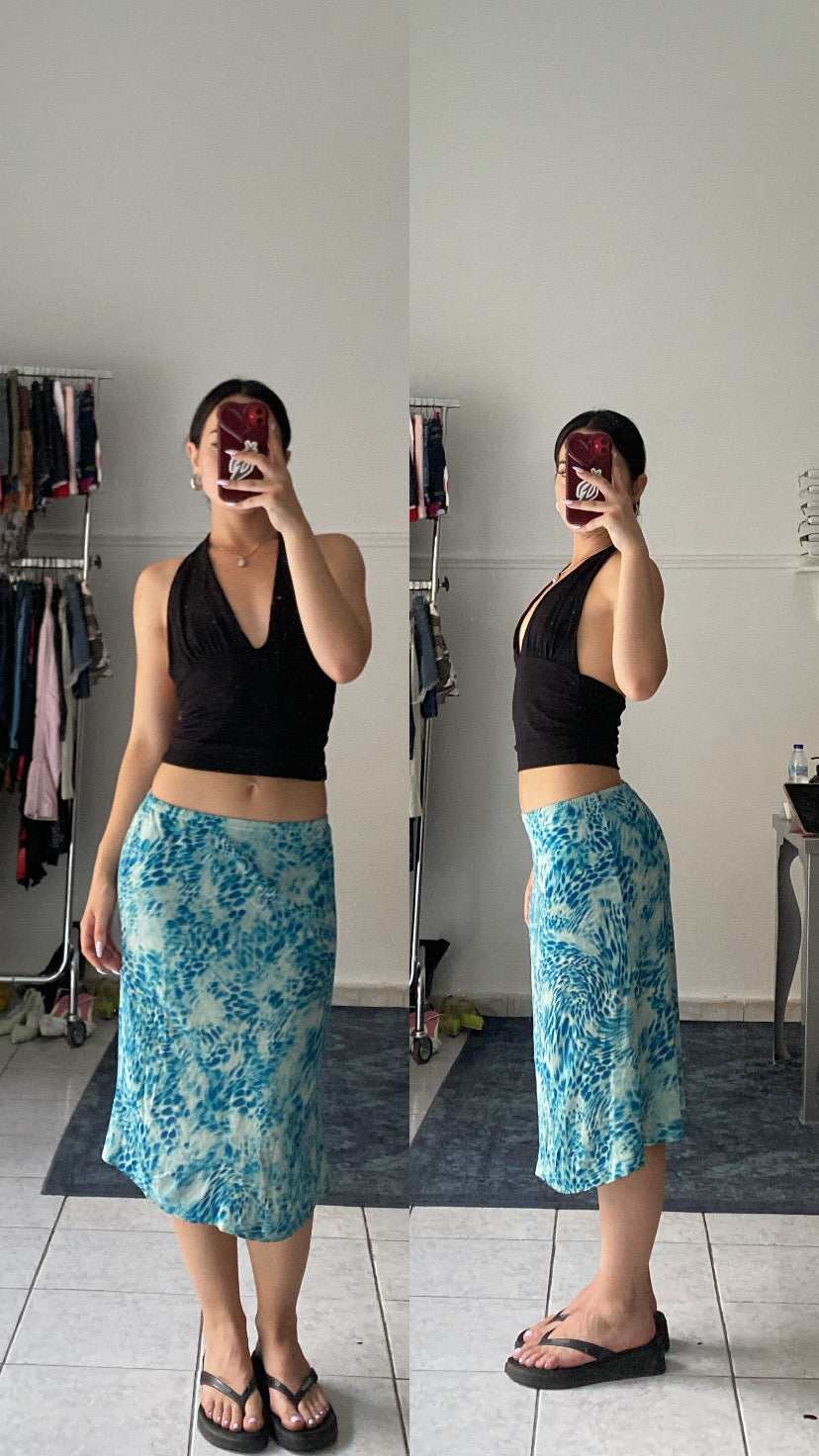 Vintage animal print midi skirt