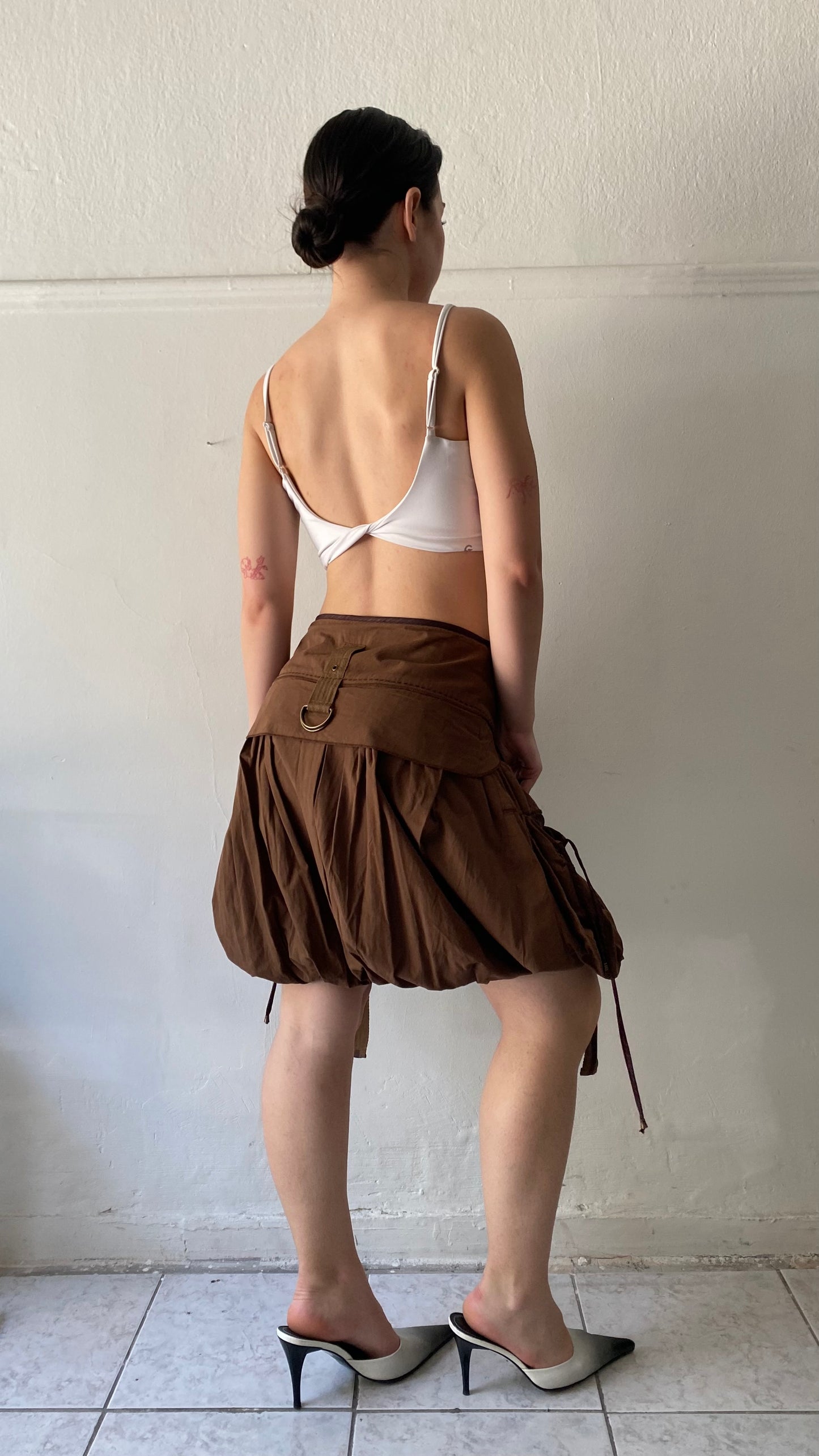 Deadstock balloon brown skirt