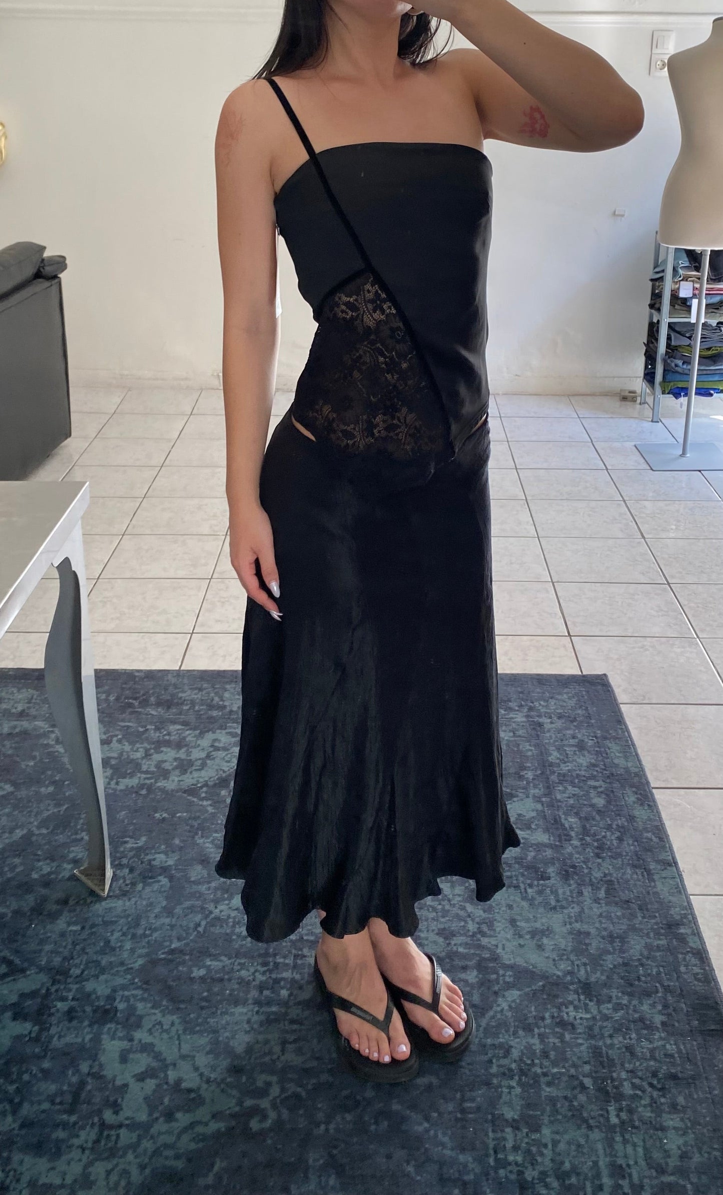 Black mermaid midi skirt