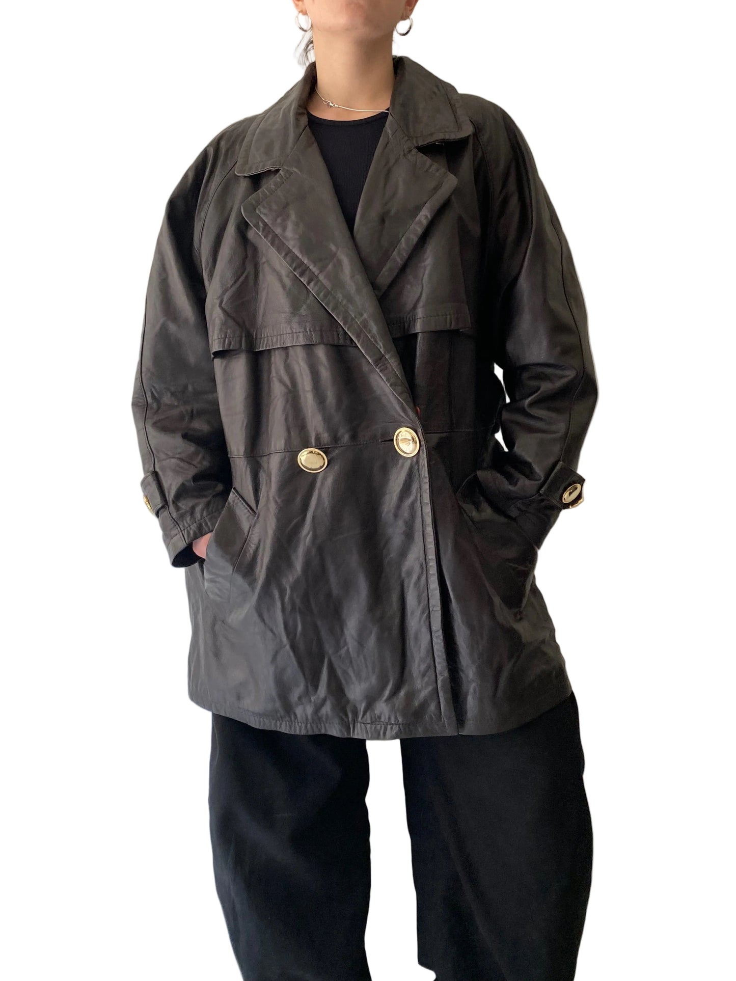 Vintage brown leather coat