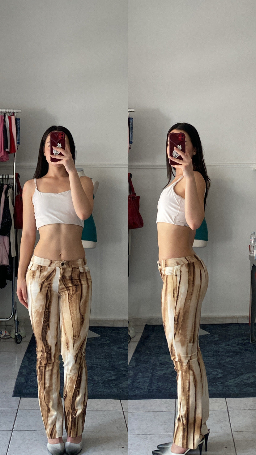 Vintage pattern low rise pants