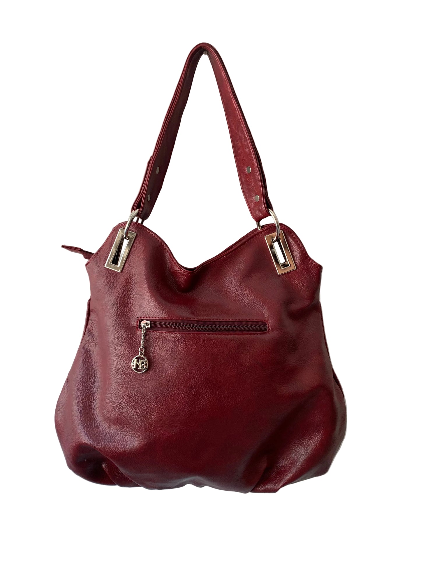 Burgundy faux leather big shoulder bag