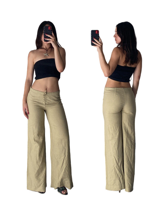 Wide leg linen pants