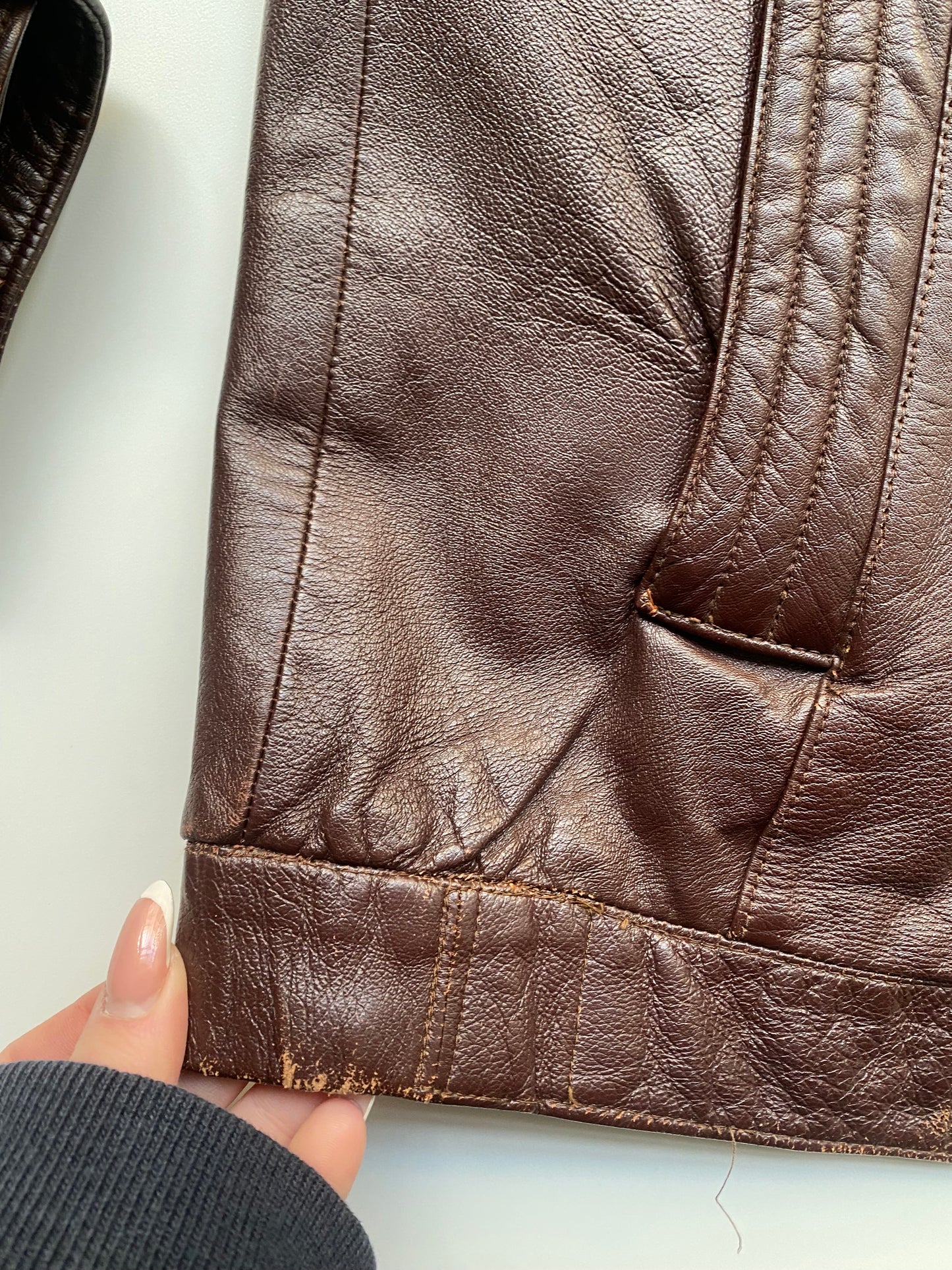 Dark brown/burgundy leather jacket