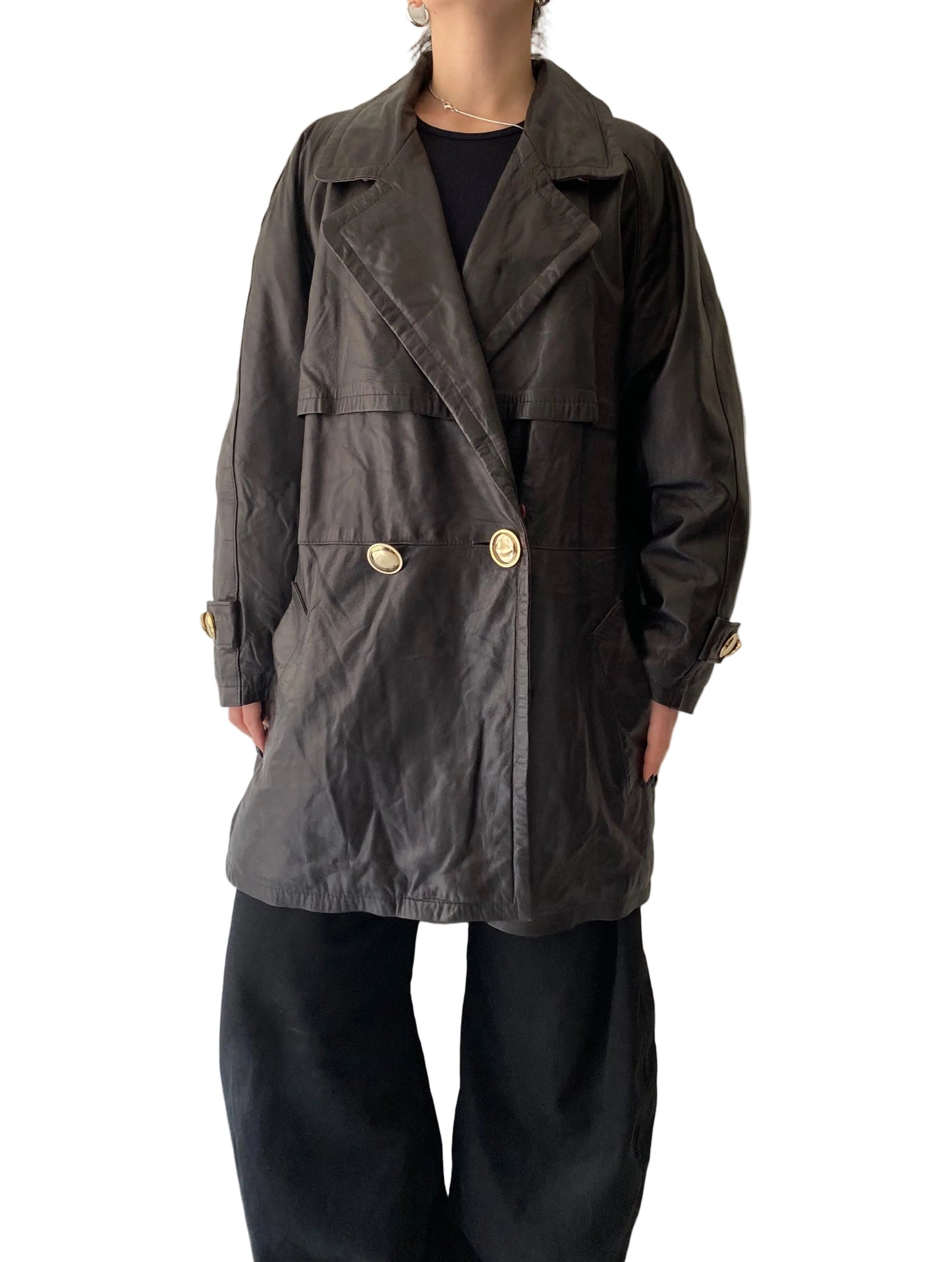 Vintage brown leather coat