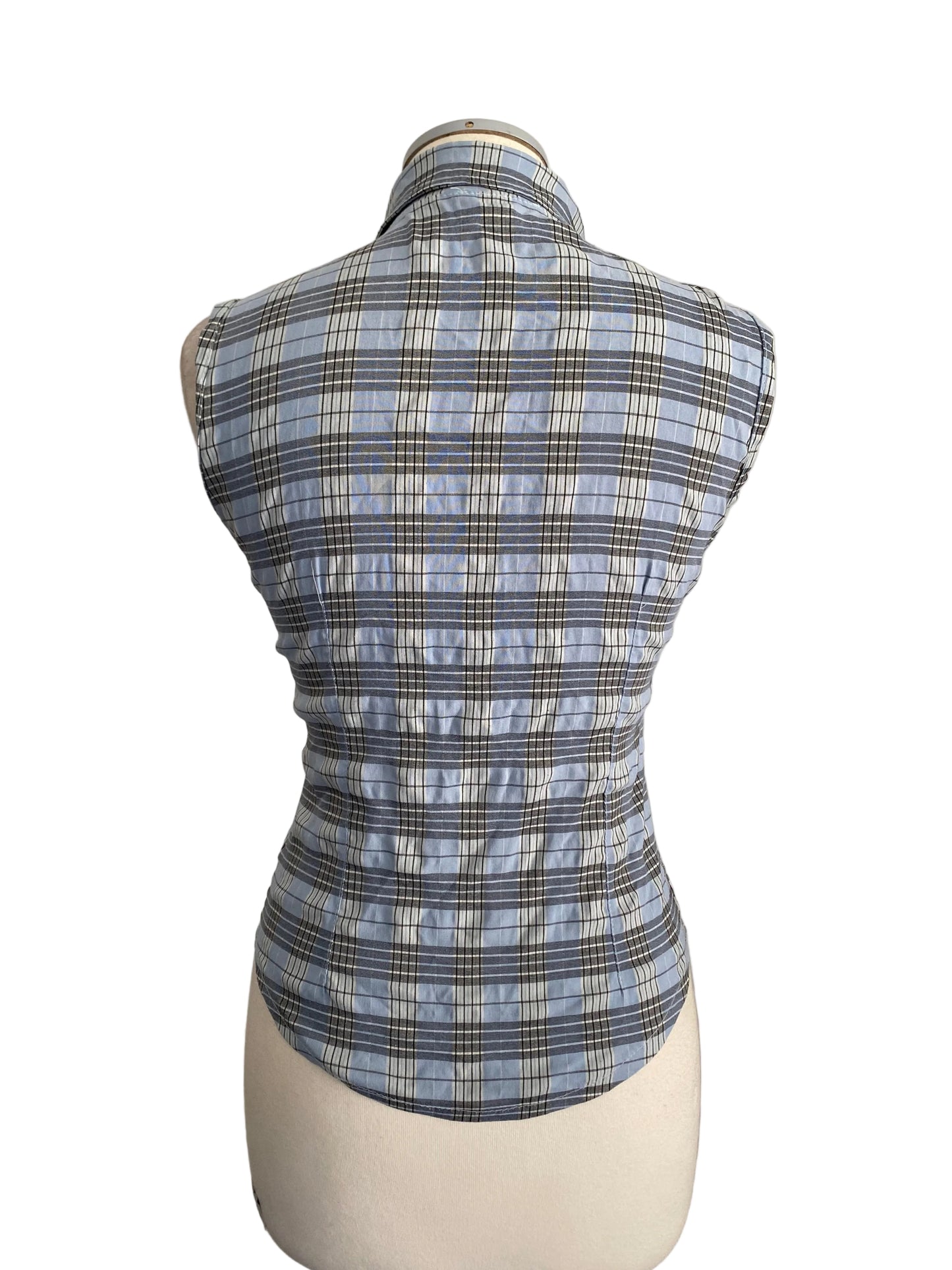 Y2K tight checkered zip up vest