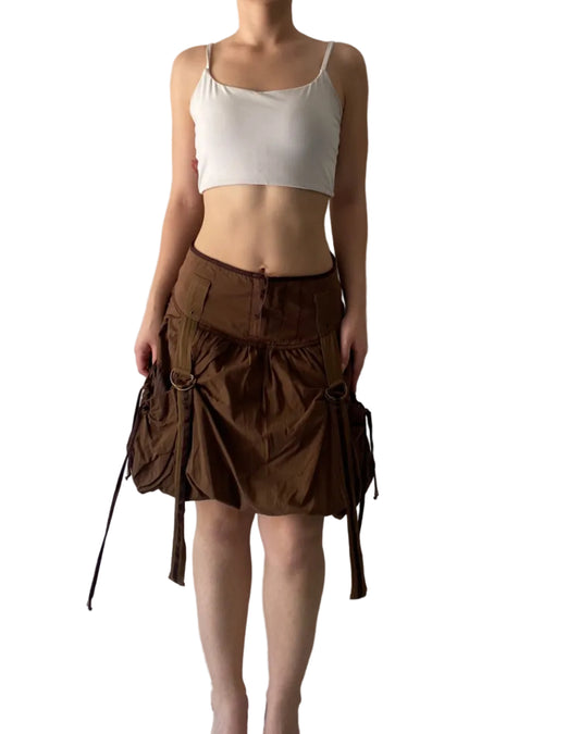 Deadstock balloon brown skirt