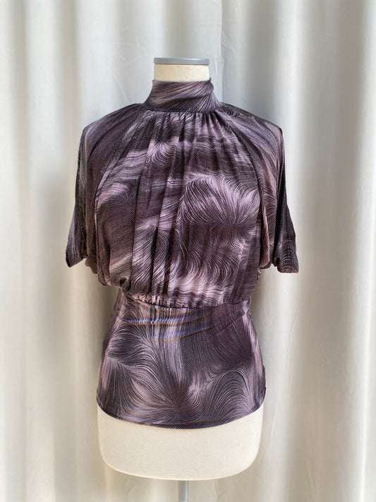 One of a kind abstract high neck top