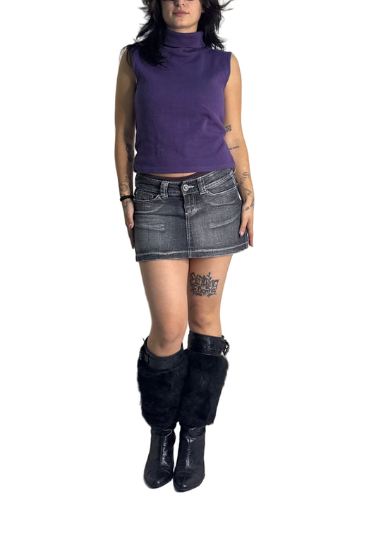 Purple knit turtle neck top