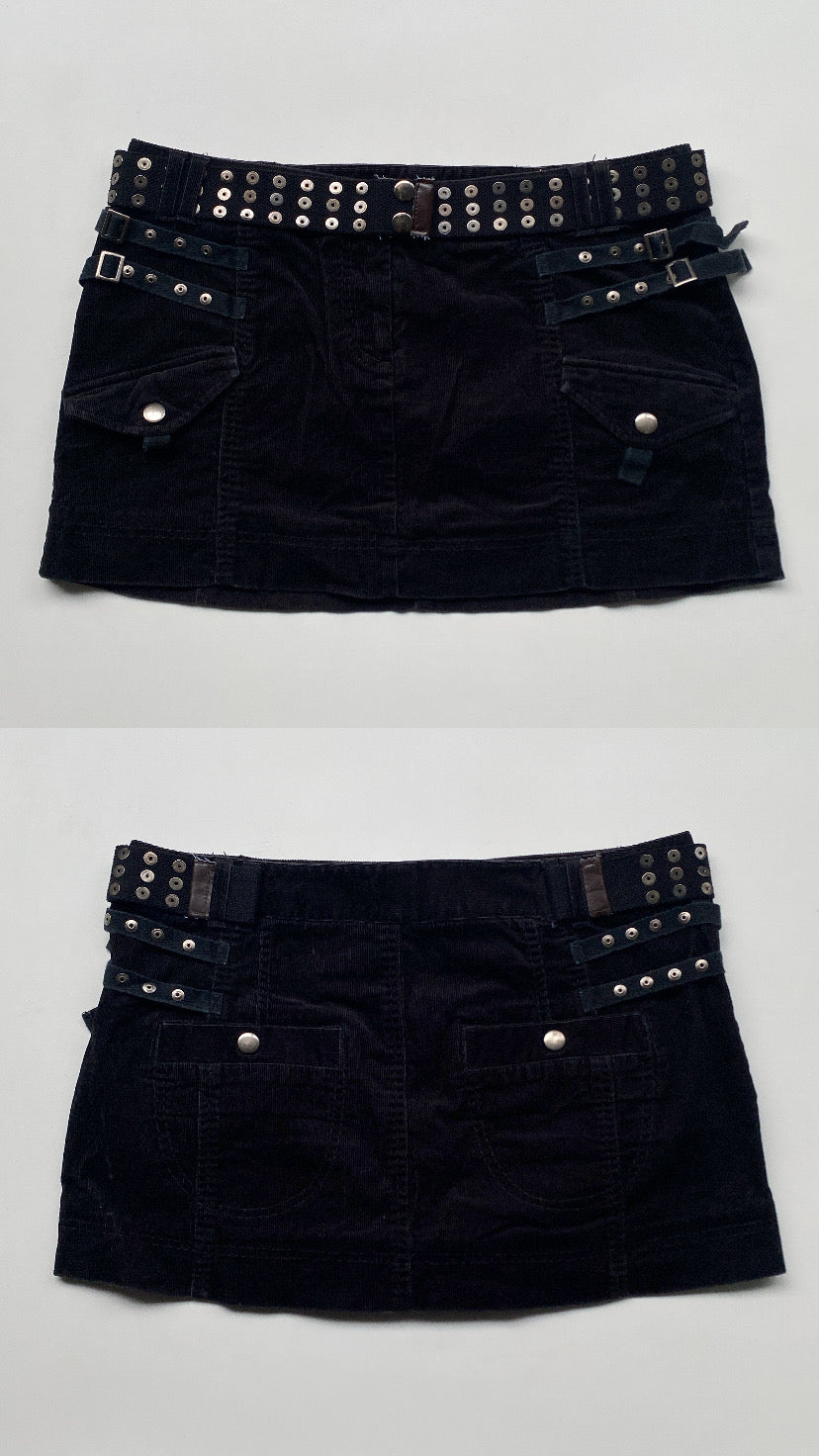 Sisley black corduroy mini skirt