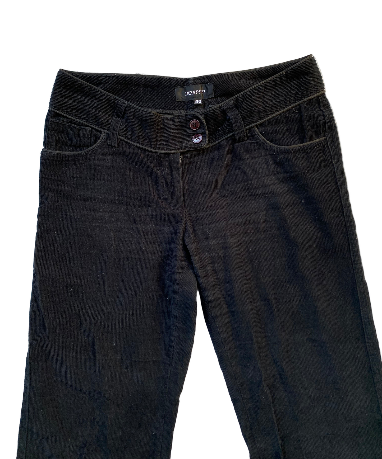 Black corduroy low waisted pants