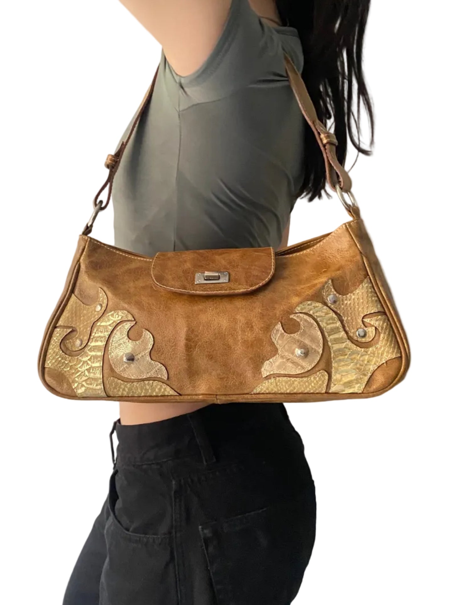 Vintage camel shoulder bag