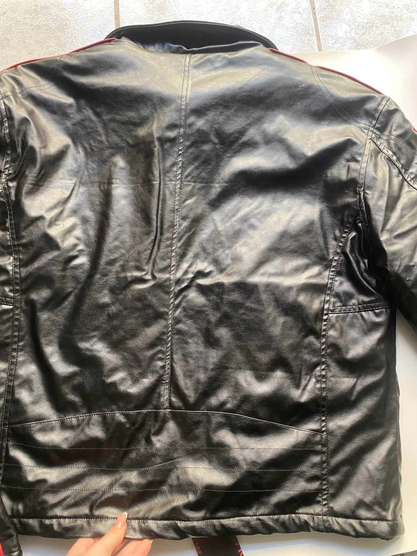 Deadstock faux leather racer jacket