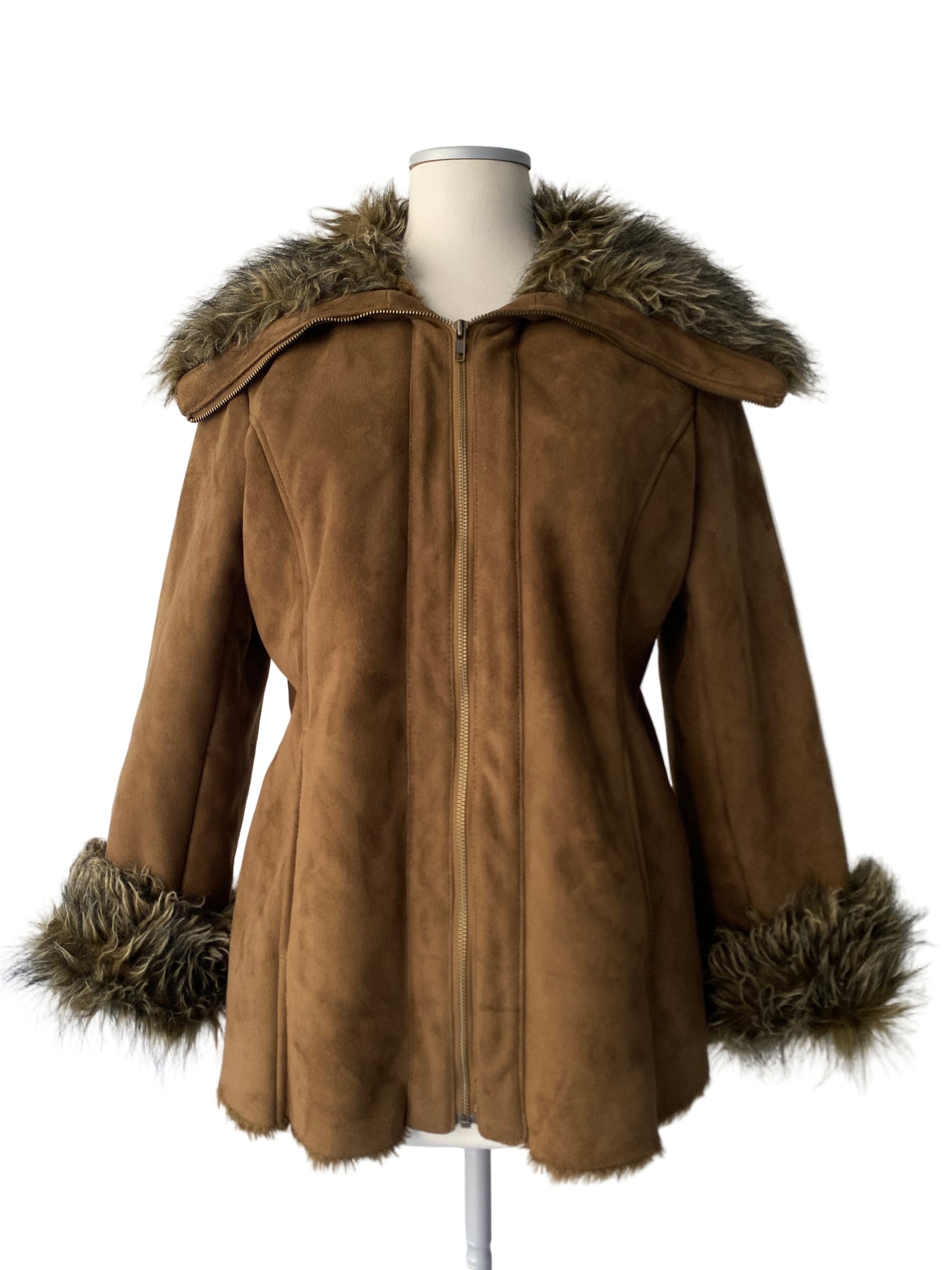 Vintage brown faux fur coat